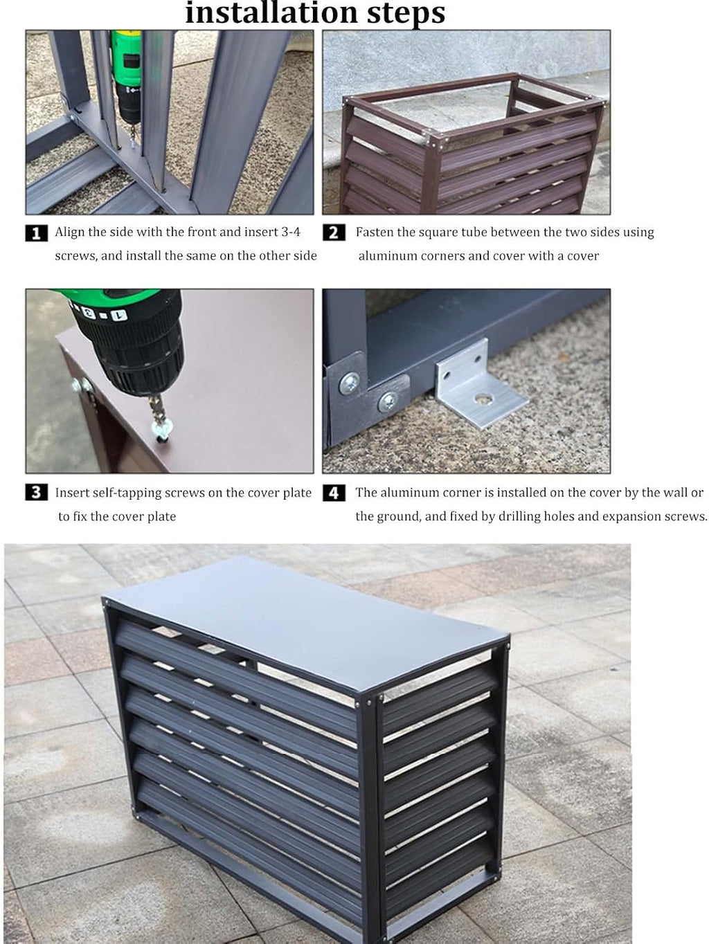 GENERIC Housse En Aluminium Pour Unité De Climatisation - Protection Extérieure Décorative Résistante Aux Intempéries Pour Climatiseurs Centraux - Boîtier Autonome Pour Ordures Ou équipements CVC
