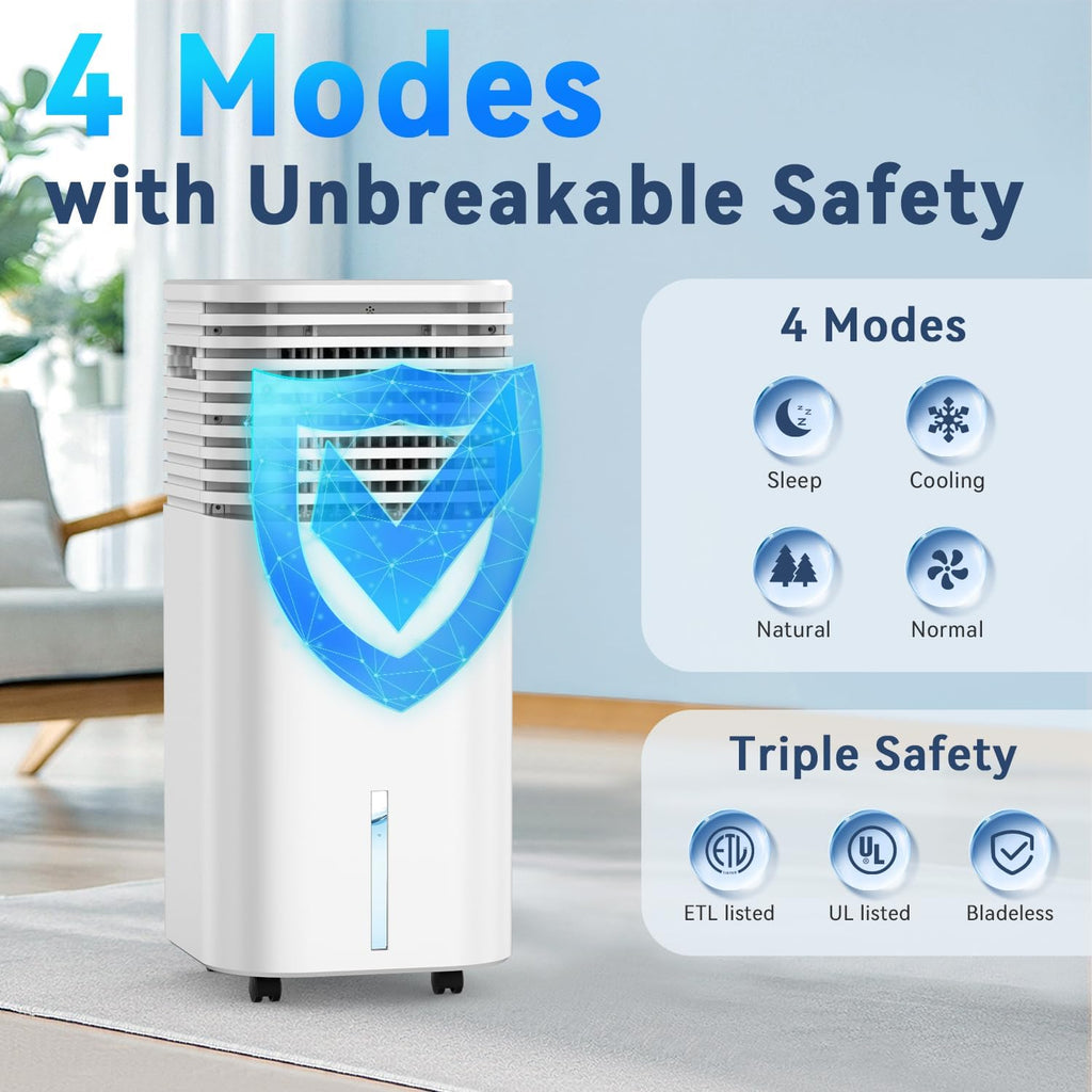  Climatiseurs Portables Sans Fenêtre Avec 4 Modes Et 3 Vitesses, Minuterie De 15 H Pour Arrêt Automatique Intelligent, Réservoir De 7,6 Litres Pour 20 H De Refroid