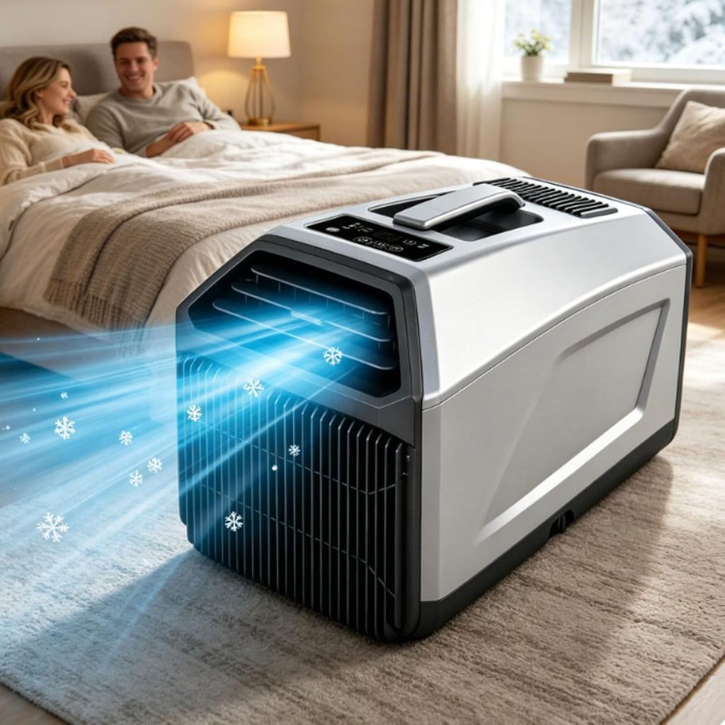  Unité De Climatisation Portable 5100 BTU Pour Tente De Camping-Car, Ventilateur De Déshumidification De Refroidissement 3 En 1, Tuyau Double Auto-évaporation, Mode De Sommeil Silencieux, Télécommande