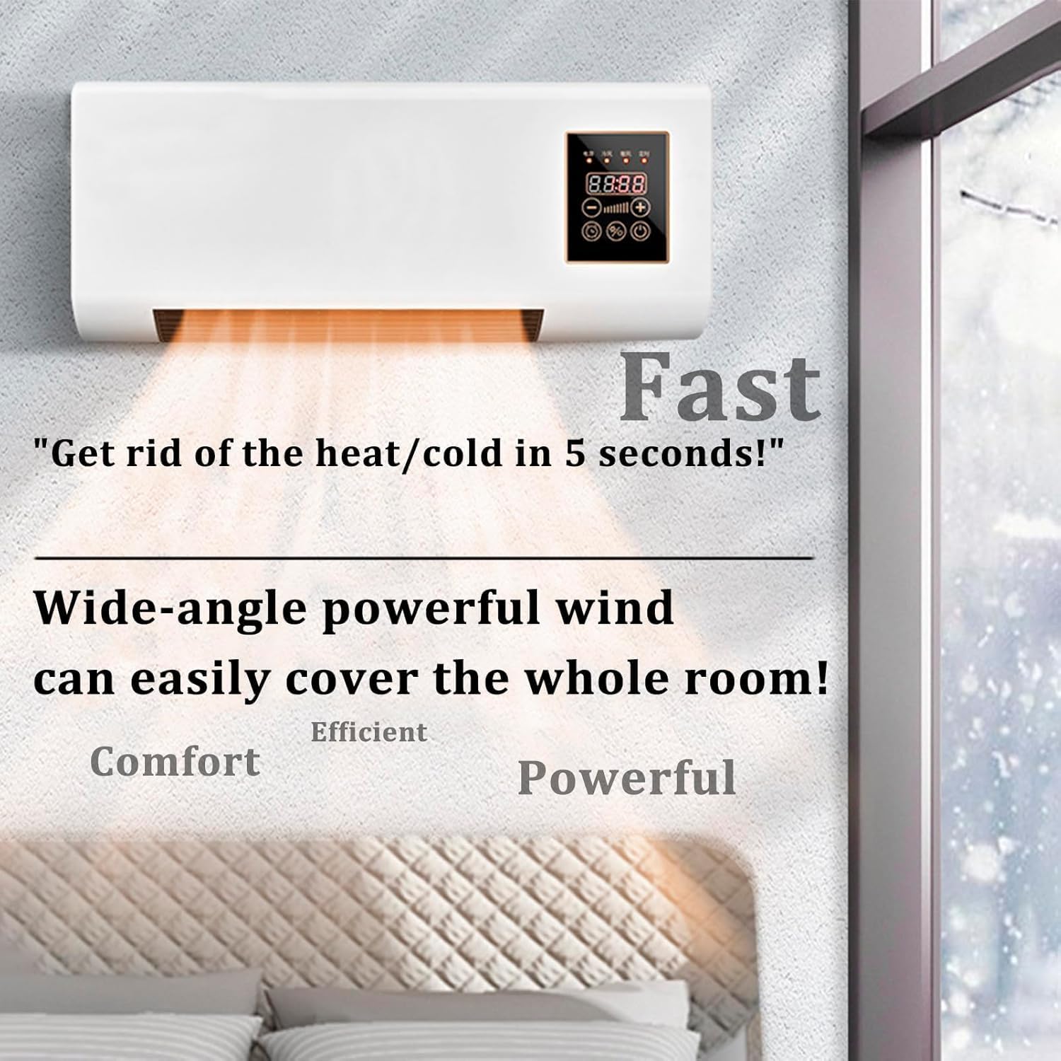  Mini Unité De Climatisation Murale, Climatiseur Portable Silencieux De 3500W Pour Le Bureau à Domicile, Chaleur Froide Rapide Avec Minuterie, Système De Refroidissement à économie D'énergie Facile D'i