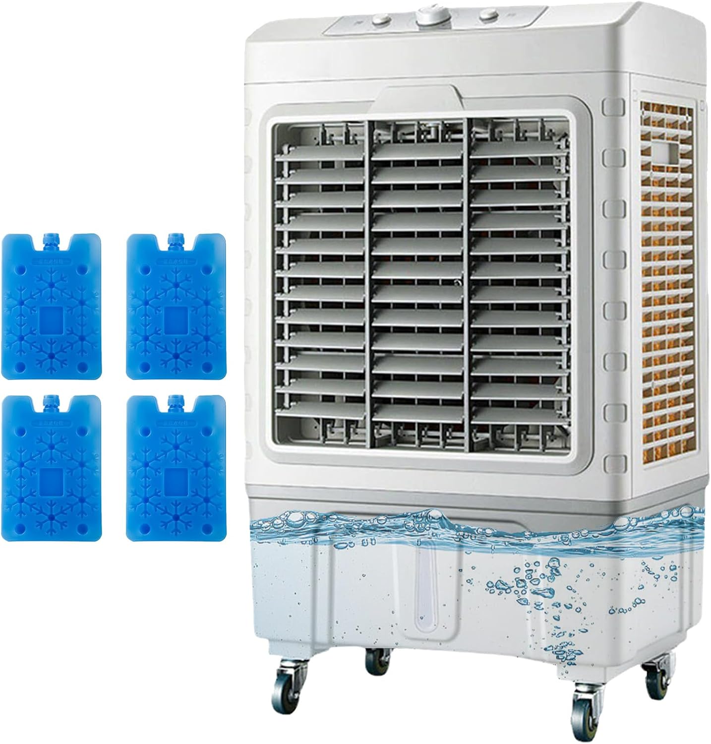 GENERIC Réservoir De Refroidisseur D'évaporation Robuste 50L, 3 Vitesses, Oscillation à 120 °, Ventilateur De Climatiseur Portable Avec Roues, Grande Couverture Pour Garage De Patio Extérieur, Solution De Ref