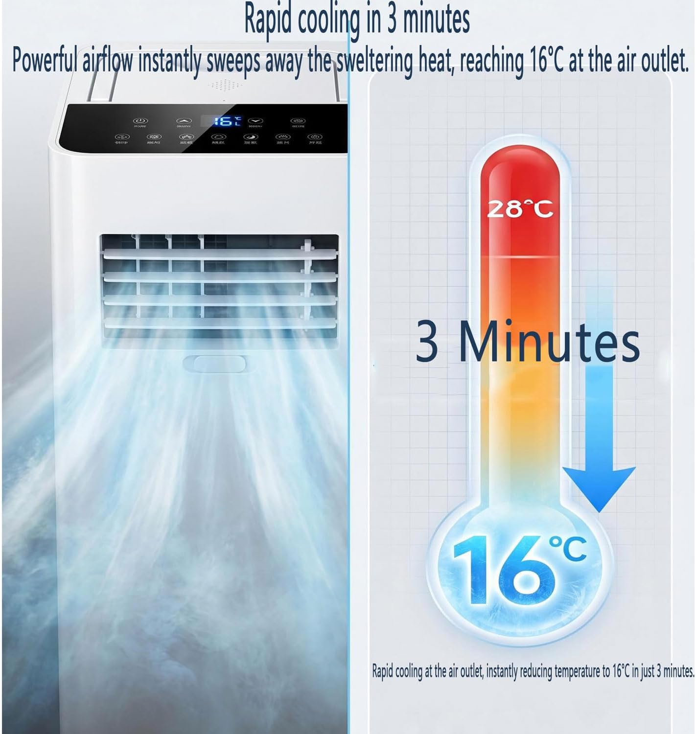 Climatiseur Portable 7000 BTU Pour Les Chambres Jusqu'à 300 Sq.ft, Unité De Climatisation Intelligente Avec Télécommande, Refroidissement Rapide, Déshumidificateur, Mode De Sommeil Silencieux, Kit De