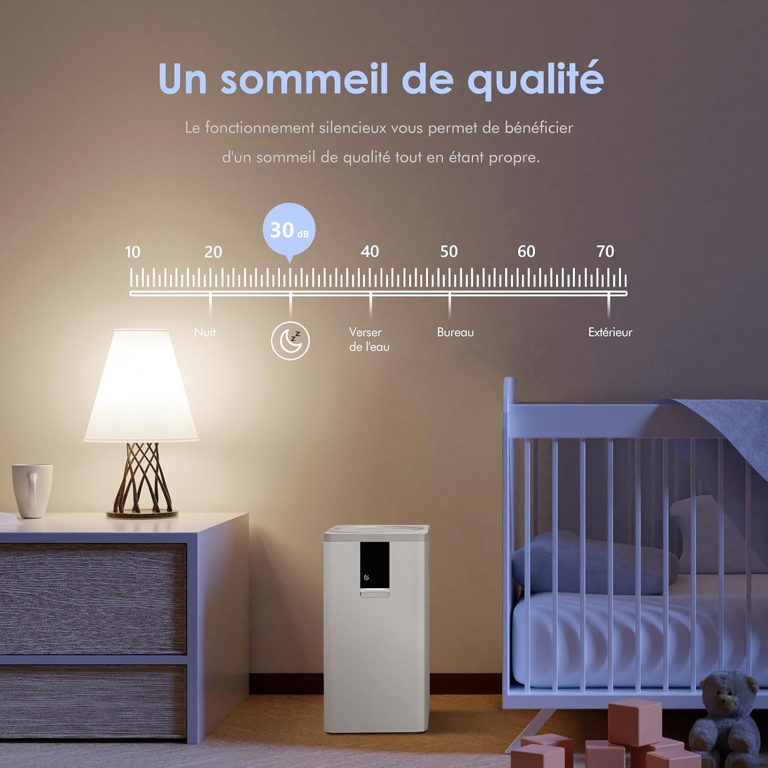  VOCOlinc Purificateur D'air HEPA 645 Pieds Carrés, Nettoyeur WiFi Intelligent, Filtration En 3 étapes, Fonctionne Avec Apple HomeKit Alexa Google Pour Le Bureau à Domicile 295 CFM
