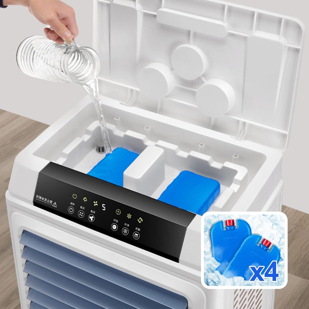 GENERIC Refroidisseur évaporatif Avec Réservoir 50L Et Télécommande, Climatisation Portable Pour Les Grandes Pièces, 3 Vitesses, Fonctionnement Silencieux Et Minuterie 12h, Idéal Pour L'atelier Et La Maison