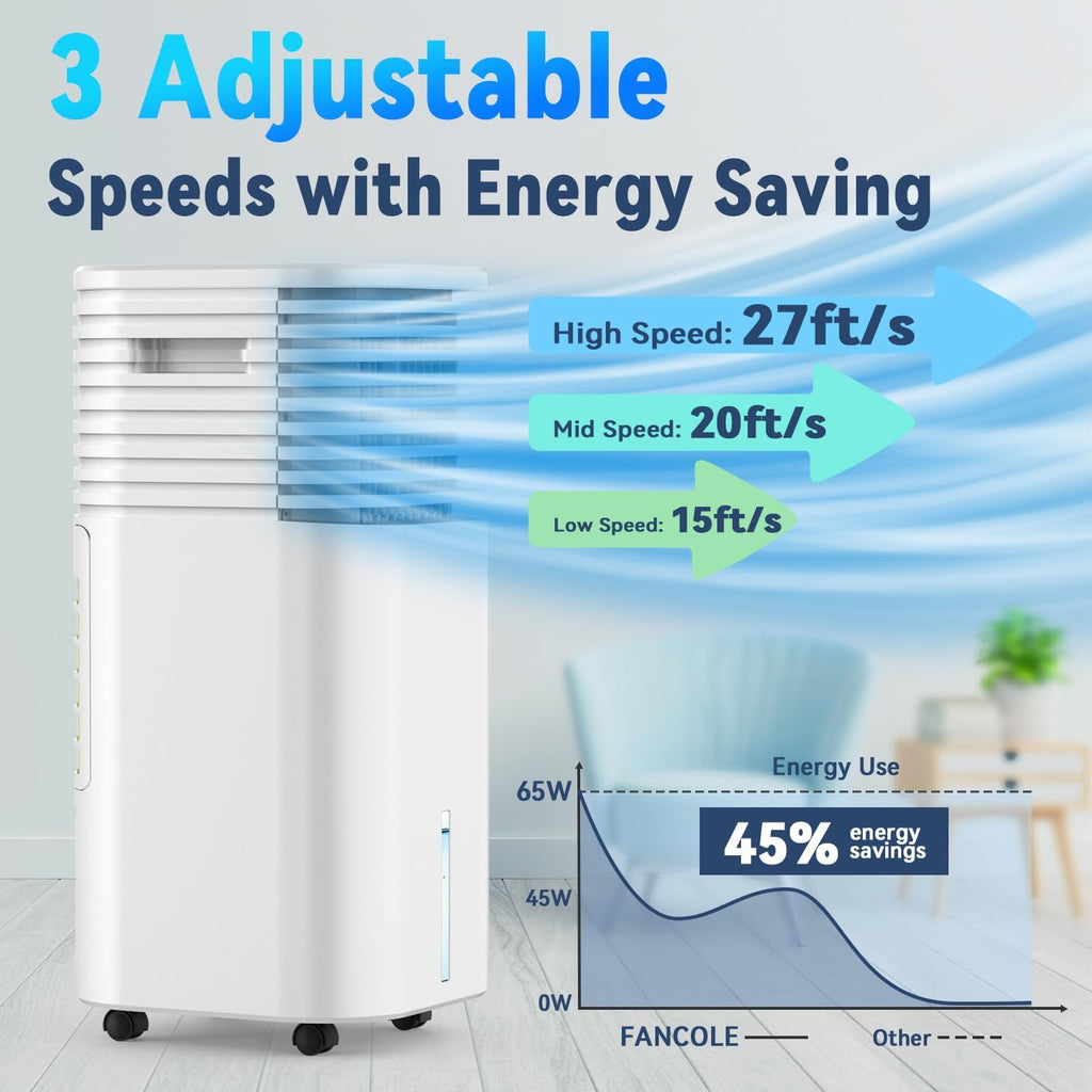  Climatiseurs Portables Sans Fenêtre Avec 4 Modes Et 3 Vitesses, Minuterie De 15 H Pour Arrêt Automatique Intelligent, Réservoir De 7,6 Litres Pour 20 H De Refroid
