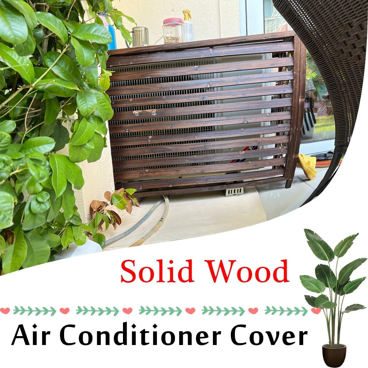  Housse En Bois Massif Pour Climatiseur Et Pompe à Chaleur – Protection Anti-corrosion Pour Unité Extérieure – Cachette élégante Pour Climatisation Et étagère De Rangement De Plantes (85 X 35 X 75 Cm)
