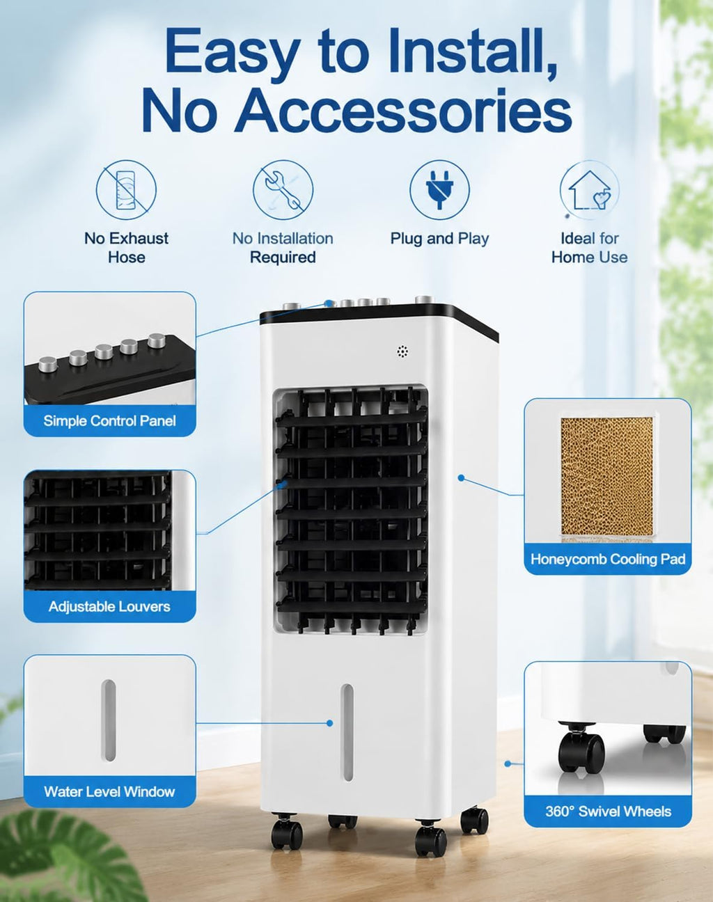  Freshone Climatiseur Sans Tuyau Portable Silent Cooling Unit