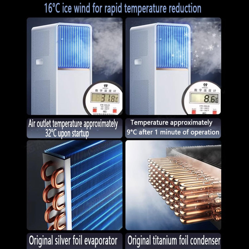  Climatiseur Portable, Unité Intelligente Avec Télécommande, Modes De Sommeil De Ventilateur Sec Froid Silencieux, Oscillation à 120 °, Minuterie 24H, Kit De Fenêtre Pour Bureau D'étage