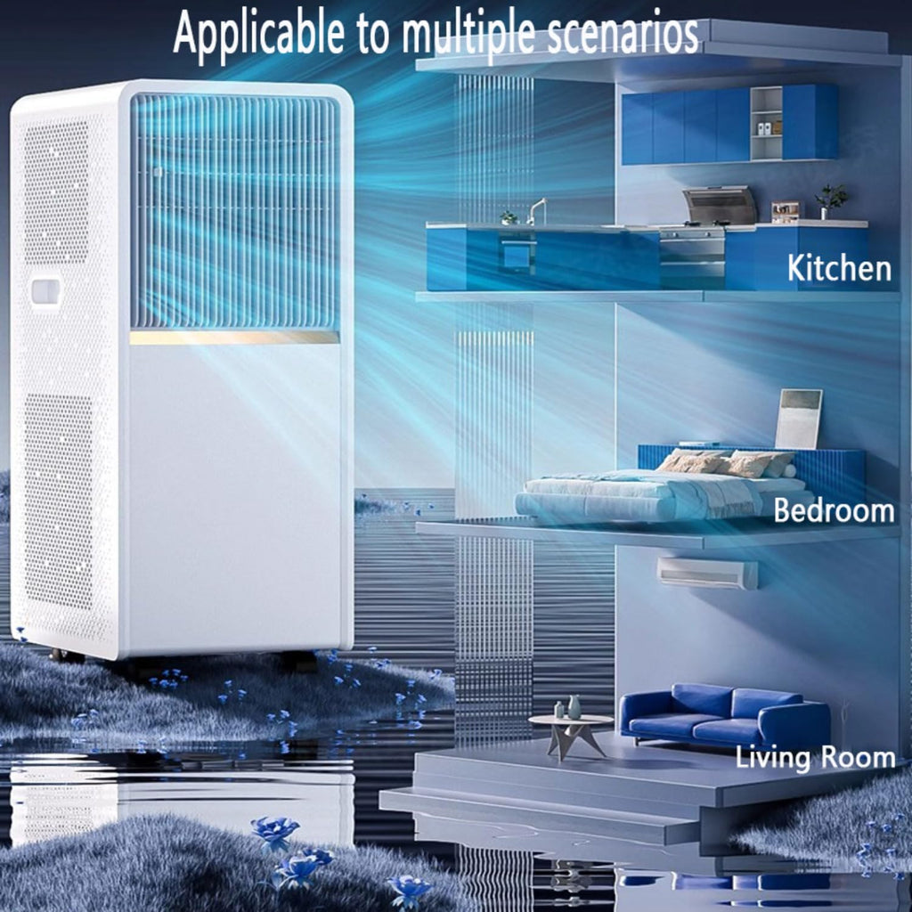  Climatiseur Portable, Unité Intelligente Avec Télécommande, Modes De Sommeil De Ventilateur Sec Froid Silencieux, Oscillation à 120 °, Minuterie 24H, Kit De Fenêtre Pour Bureau D'étage