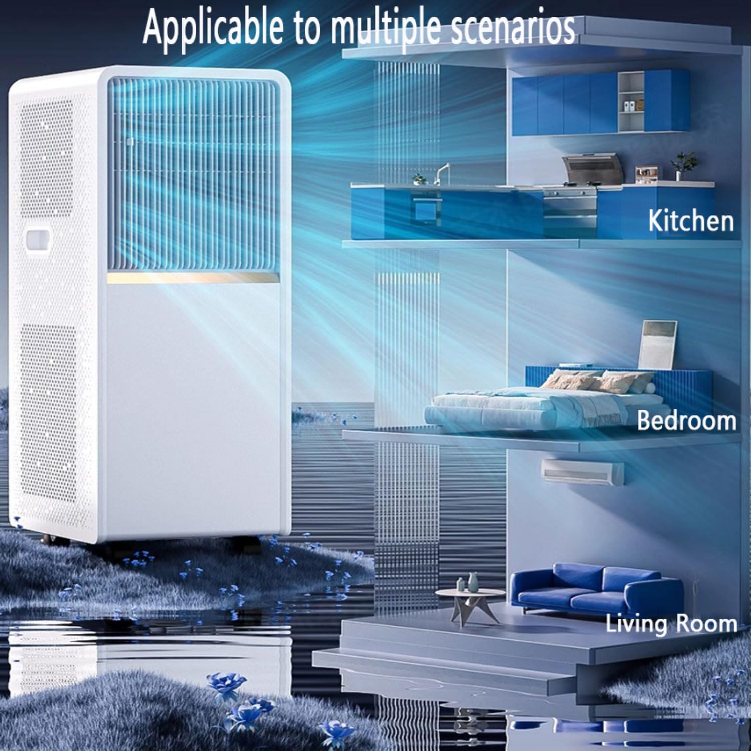  Climatiseur Portable, Unité Intelligente Avec Télécommande, Modes De Sommeil De Ventilateur Sec Froid Silencieux, Oscillation à 120 °, Minuterie 24H, Kit De Fenêtre Pour Bureau D'étage