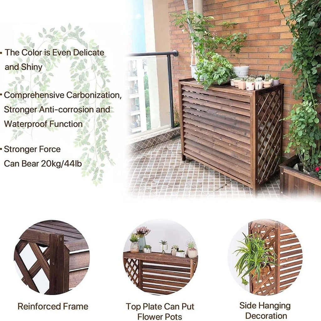 GENERIC Housse De Protection En Bois Pour Climatiseur Extérieur – Support Caché Robuste Pour Unités De Climatisation Et Pompes à Chaleur – Grilles De Protection En Bois Massif – Clôture Imperméable Et Support