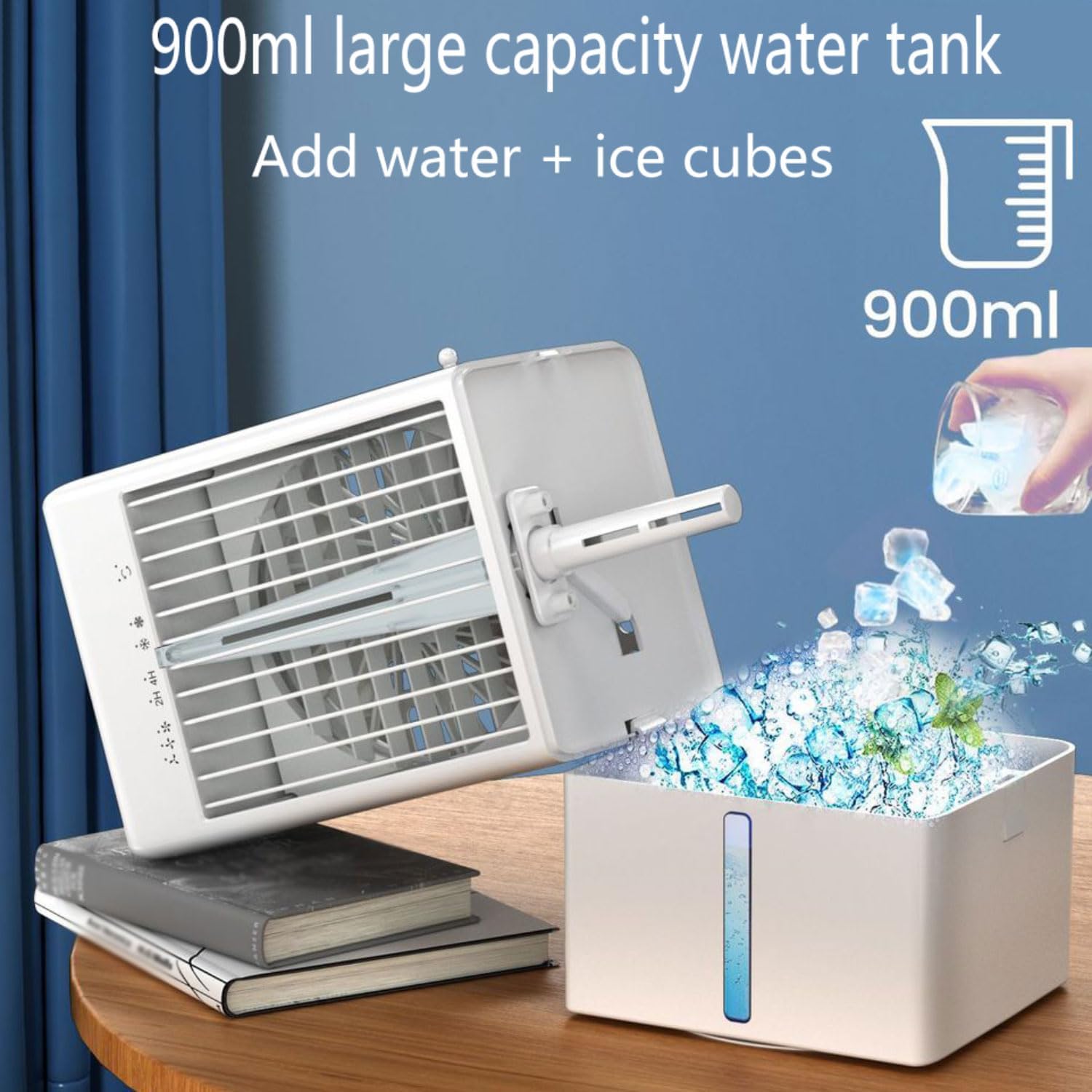 GENERIC Climatiseur Portable Personnel 3in1 Avec Réservoir De 900ml, 70 ° Pivotant, Murmure Et Minuterie, Refroidisseur D'air Compact Pour Le Bureau Home Travel