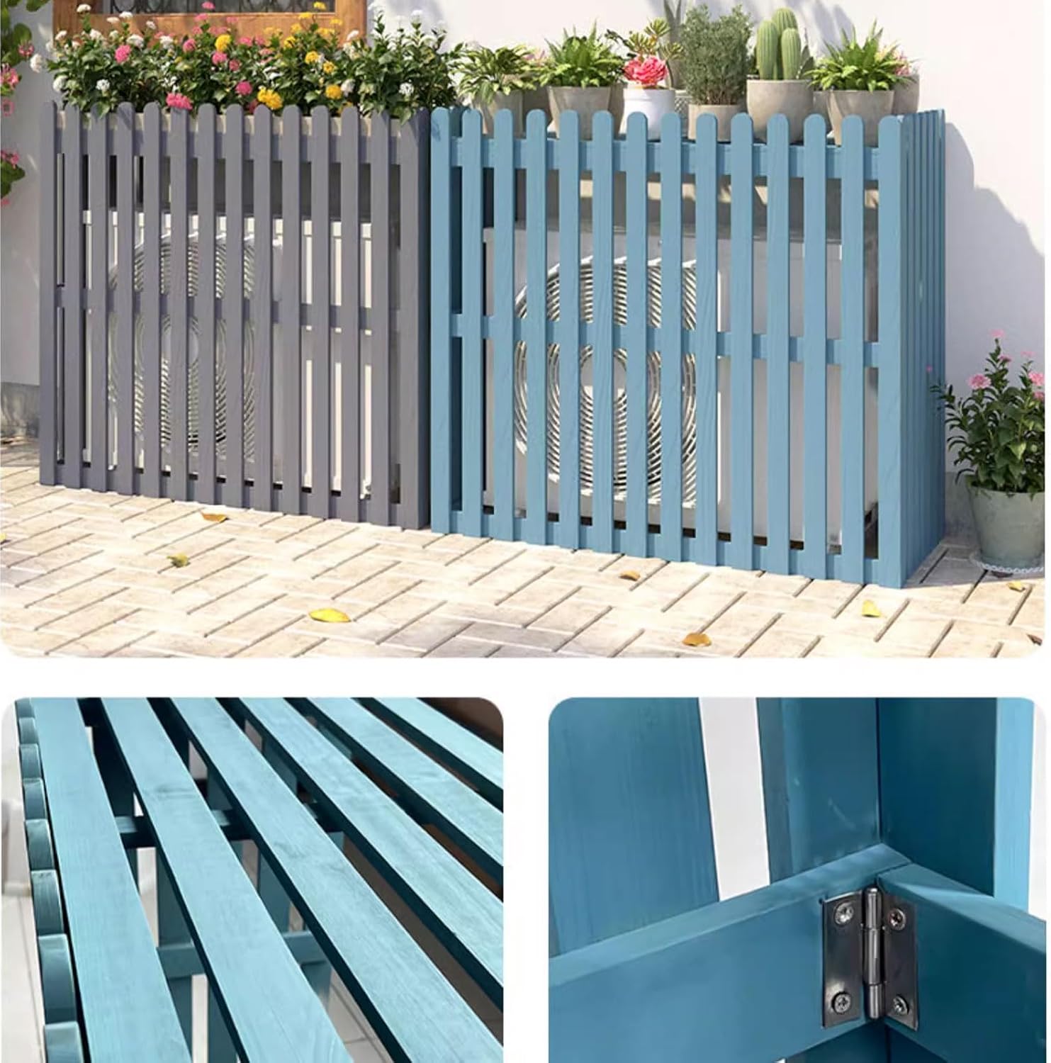 GENERIC Housse De Pompe à Chaleur Extérieure – Boîtier De Climatiseur En Bois Résistant Aux Intempéries – Bouclier Décoratif Pour Unités Extérieures – Gris – 120 X 60 X 105 Cm – Accessoires De Jardin