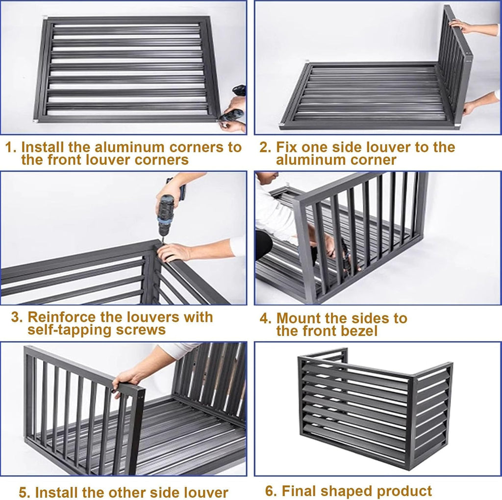 GENERIC Housse Robuste En Aluminium Pour Climatiseurs Mini Unités Séparées, Antivol, Réduction Du Bruit, Protection Contre Les Intempéries Pour Une Utilisation En Extérieur Et En Intérieur, Gris
