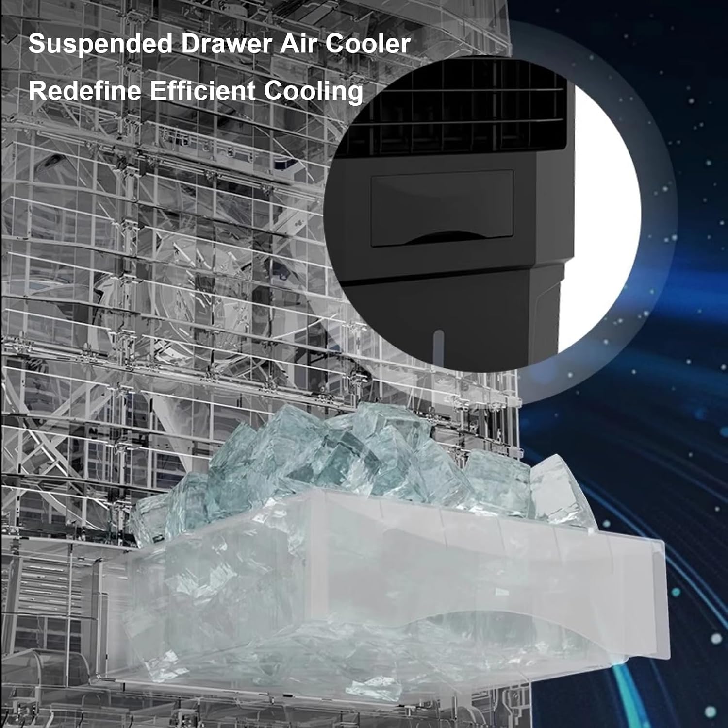  Clim Portative De 110 Cm, Climatiseur Mobile Sans Évacuation Avec Réservoir D'eau De 50 L, Climatiseur Extérieur Avec 4 Packs De Glace, RafraîChisseur D'air Avec Oscillation à 120° Et 3 Vitesses