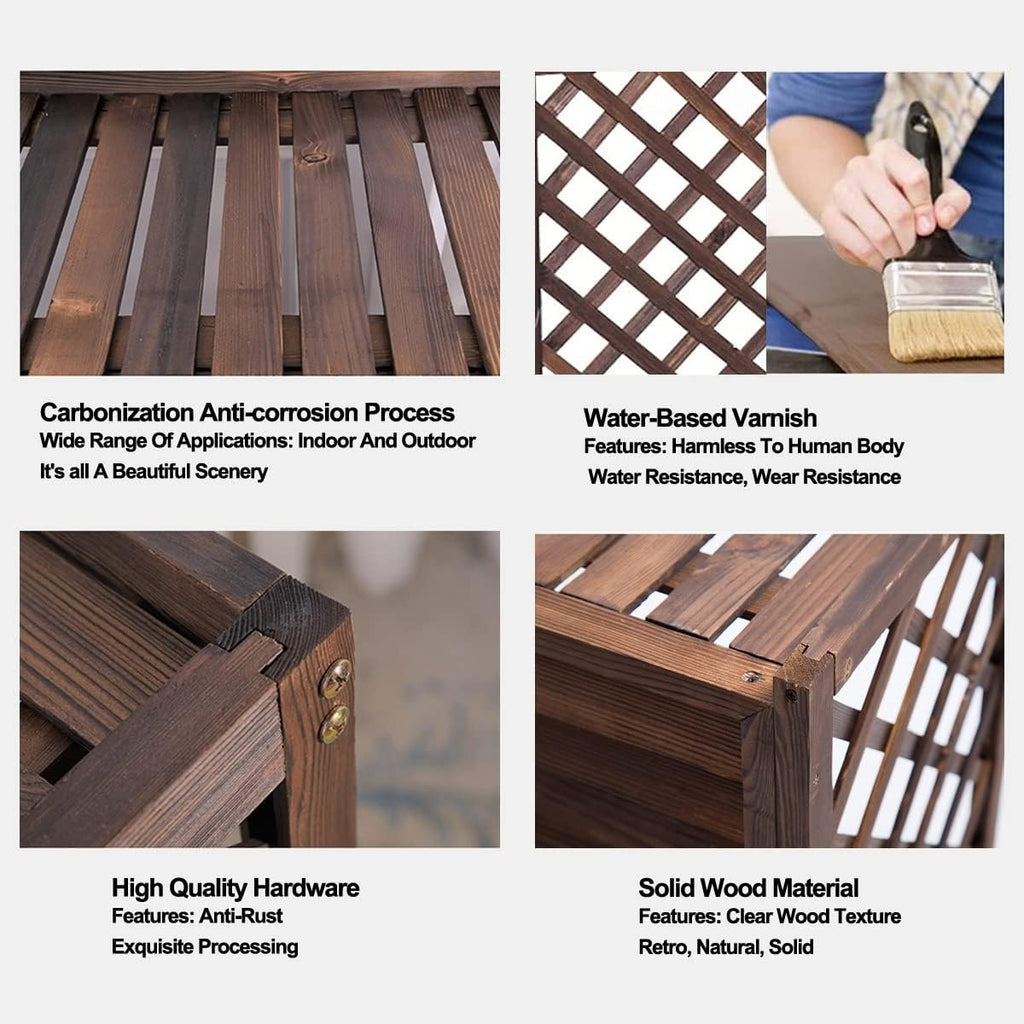  Grille De Protection Antivol En Bois Pour Climatiseur, Pour Poubelles Extérieures Ou Climatiseurs (L84 X L35 X H74 Cm)