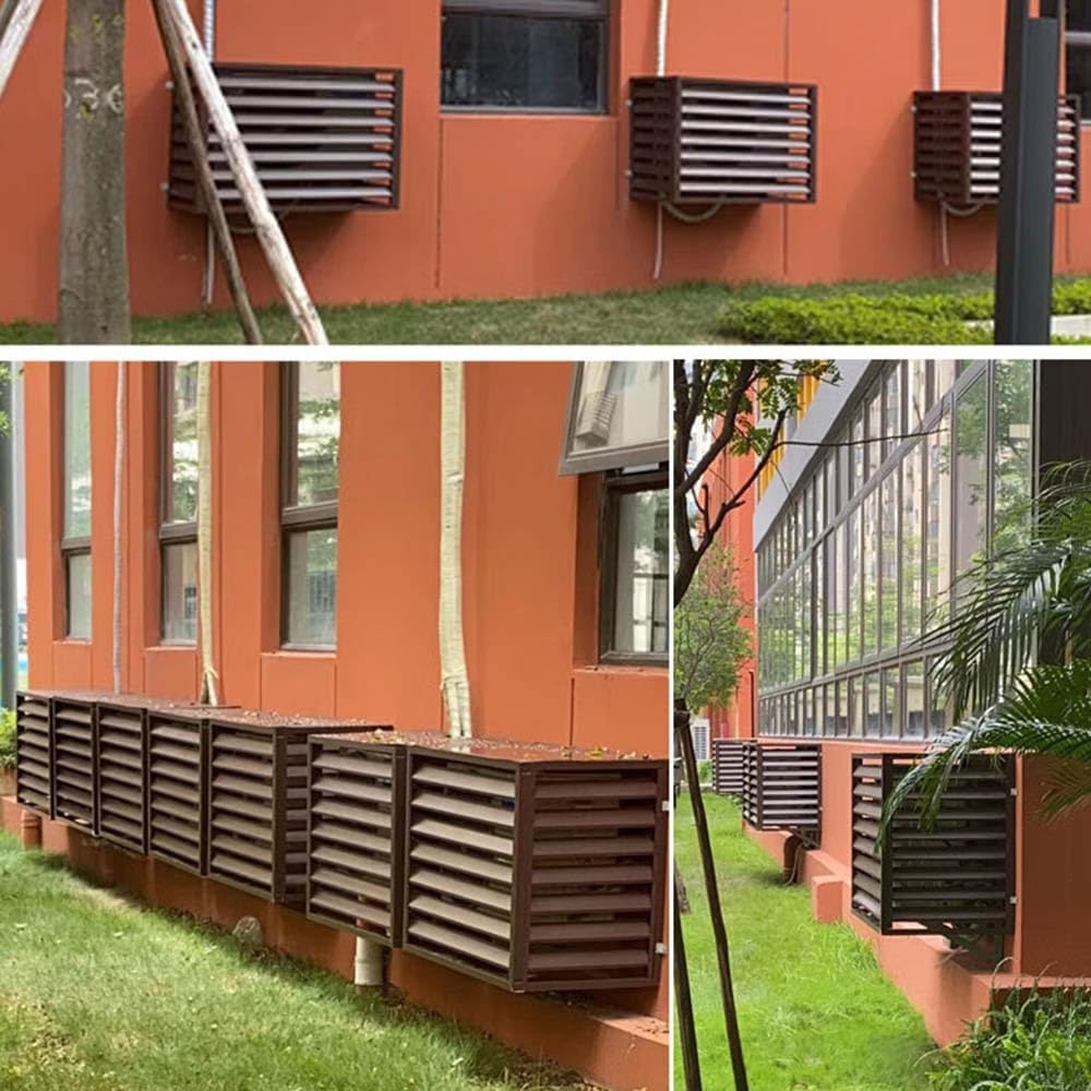  Housse De Protection Pour Climatiseur Extérieur En Aluminium Avec Support De Fleurs, Protection Résistante Aux Intempéries Pour Une Utilisation En Extérieur, Marron, 110