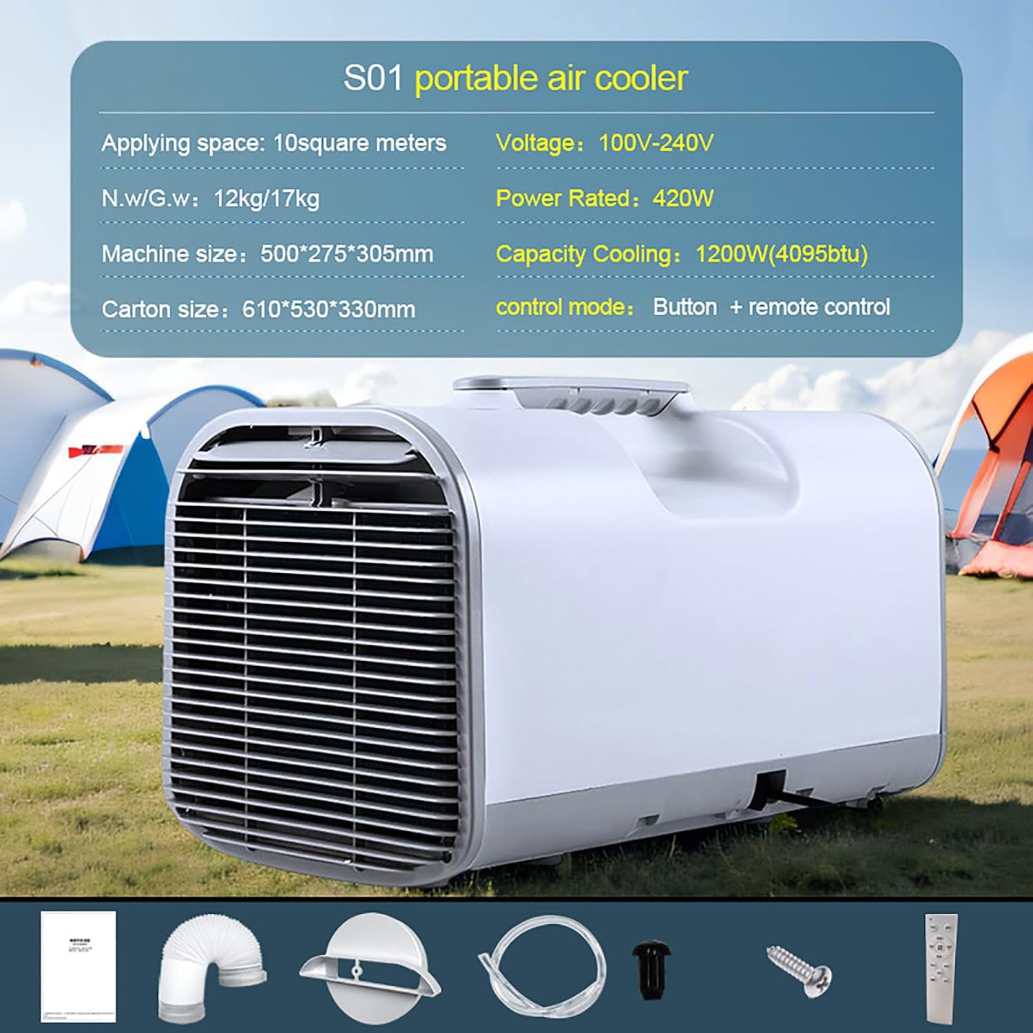  Mini Unité De Climatisation Portable 5100 BTU Avec Déshumidificateur, Refroidisseur énergétique 600W Pour Les Tentes, VR, Camping Et Petites Chambres, Télécommande Bluetooth, Conception Compacte Pour