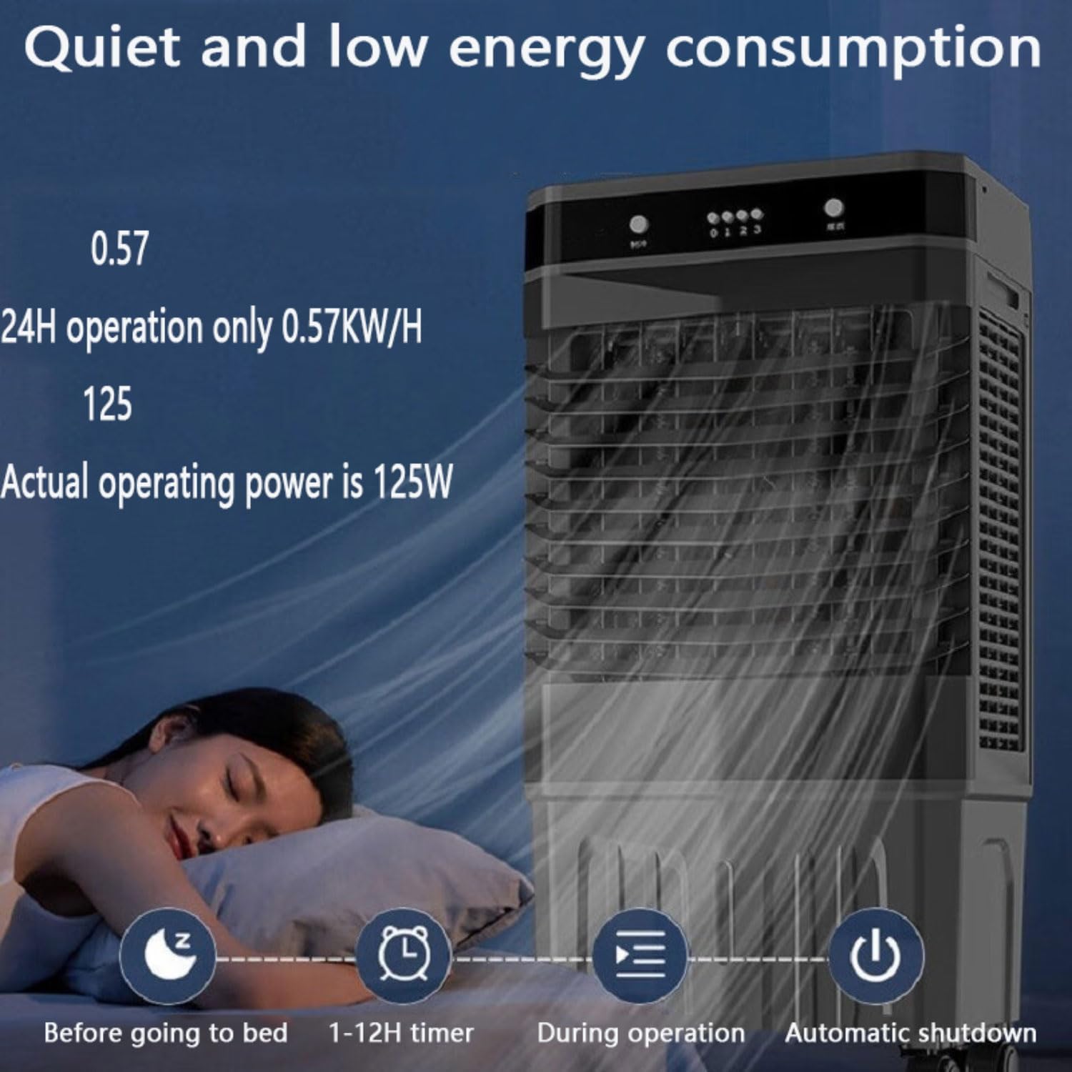 GENERIC Climatiseur Portable 3-en-1 écoénergétique Avec Télécommande, Oscillation à 120°, Réservoir D'eau Extra Large De 50 L Et Minuterie De 12 Heures.
