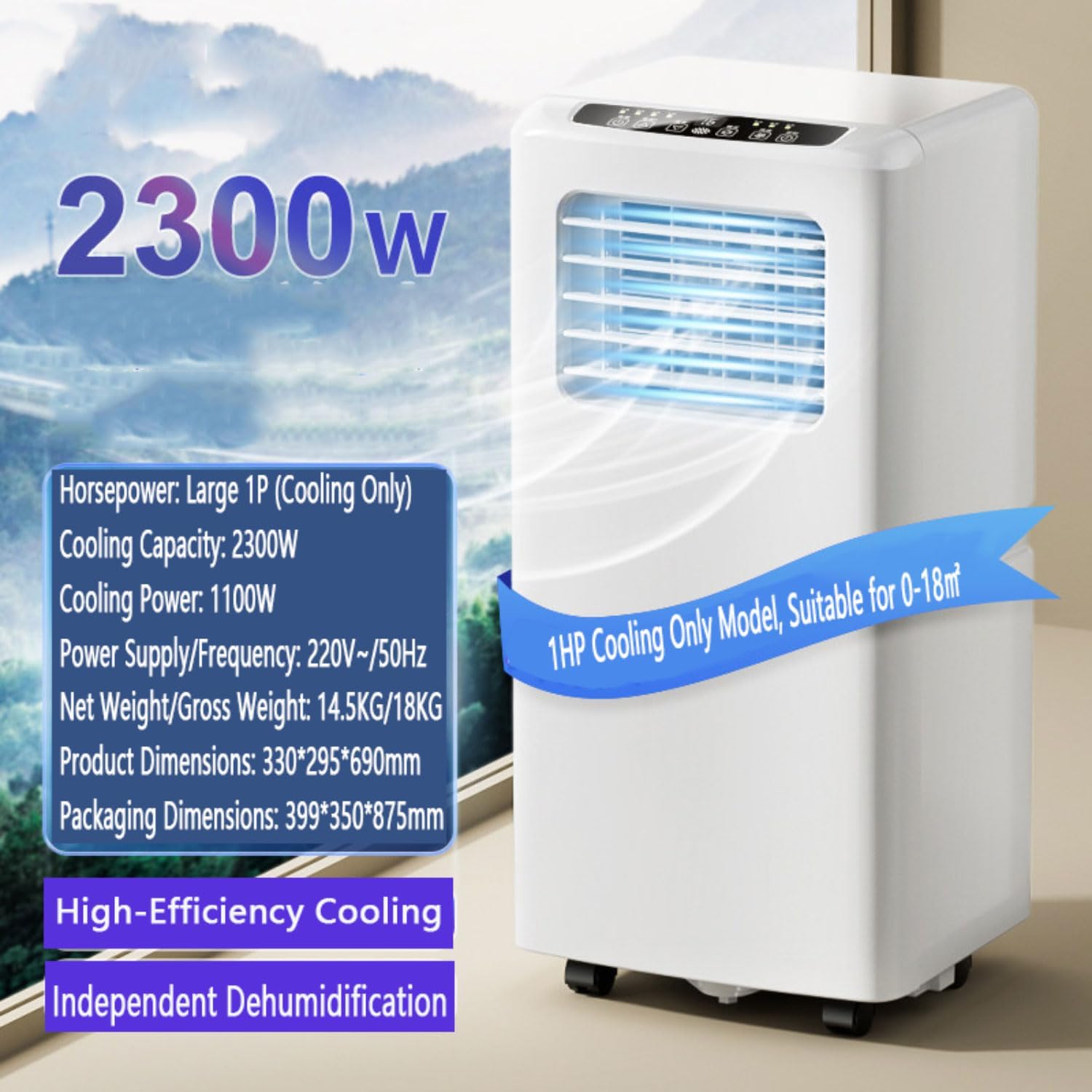  Climatiseur Portable, Unité Intelligente Avec Télécommande, Modes De Sommeil De Ventilateur Sec Froid Silencieux, Oscillation à 120 °, Minuterie 24H, Kit De Fenêtre Pour Bureau D'étage