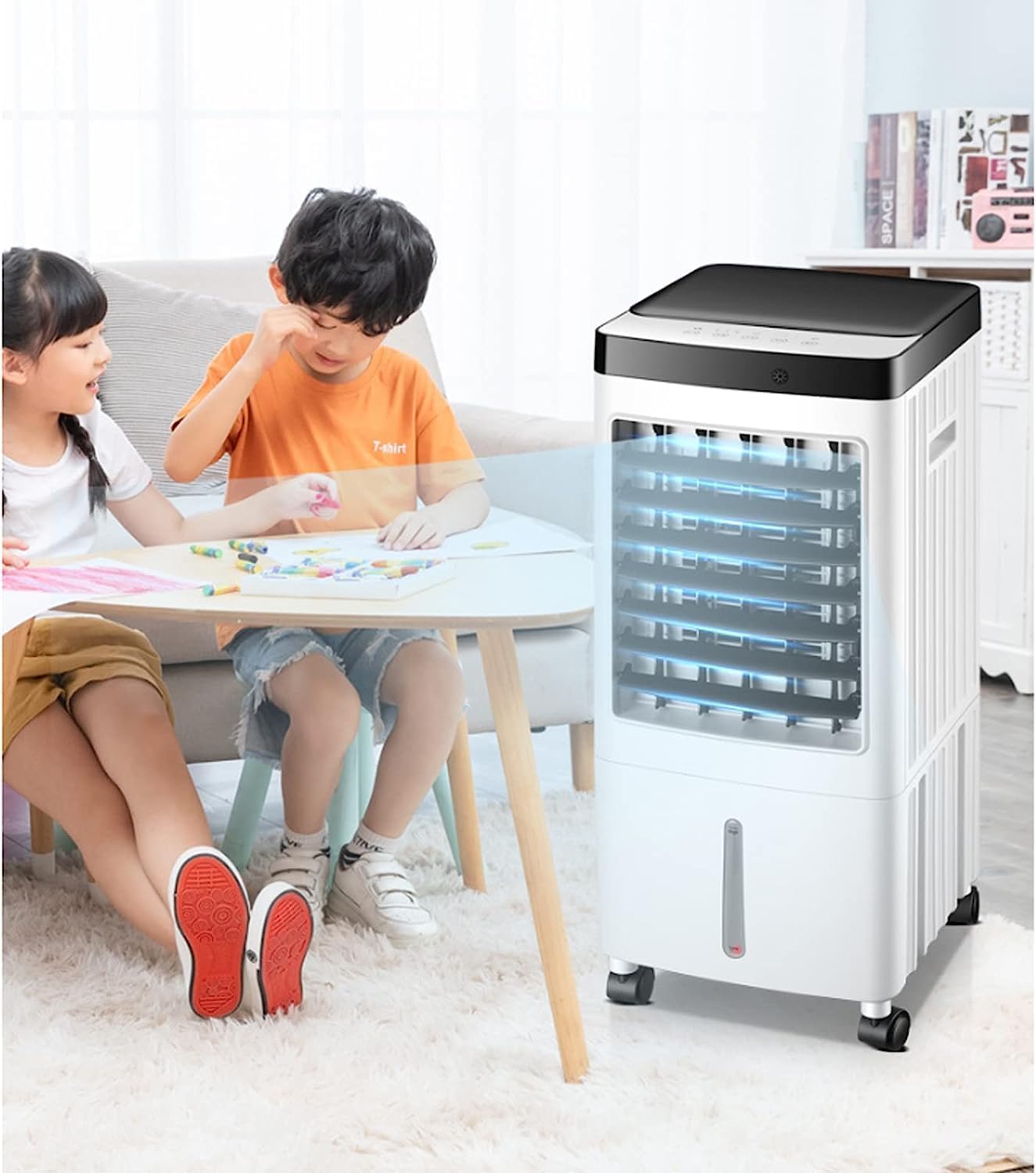 GENERIC Refroidisseur D'air évaporatif Portable, Réservoir De 10L, Ventilateur 3 En 1 Avec 3 Vitesses Et Oscillation à 60 °.Refroidisseur Compact écoénergétique Pour Le Bureau à Domicile.Fonction D'opération
