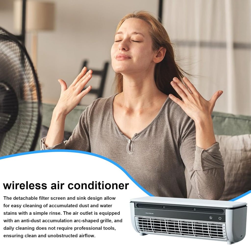  Ventilateur Rafraîchissant D'Air Conditionné, Ventilateur D'Air Frais Pour Chambre, Rafraîchisseur D'Air Charge Sans Fil Trois Vitesses Pour Maison Bureau Voyage Camping Salle De Bain Intérieur Extéri