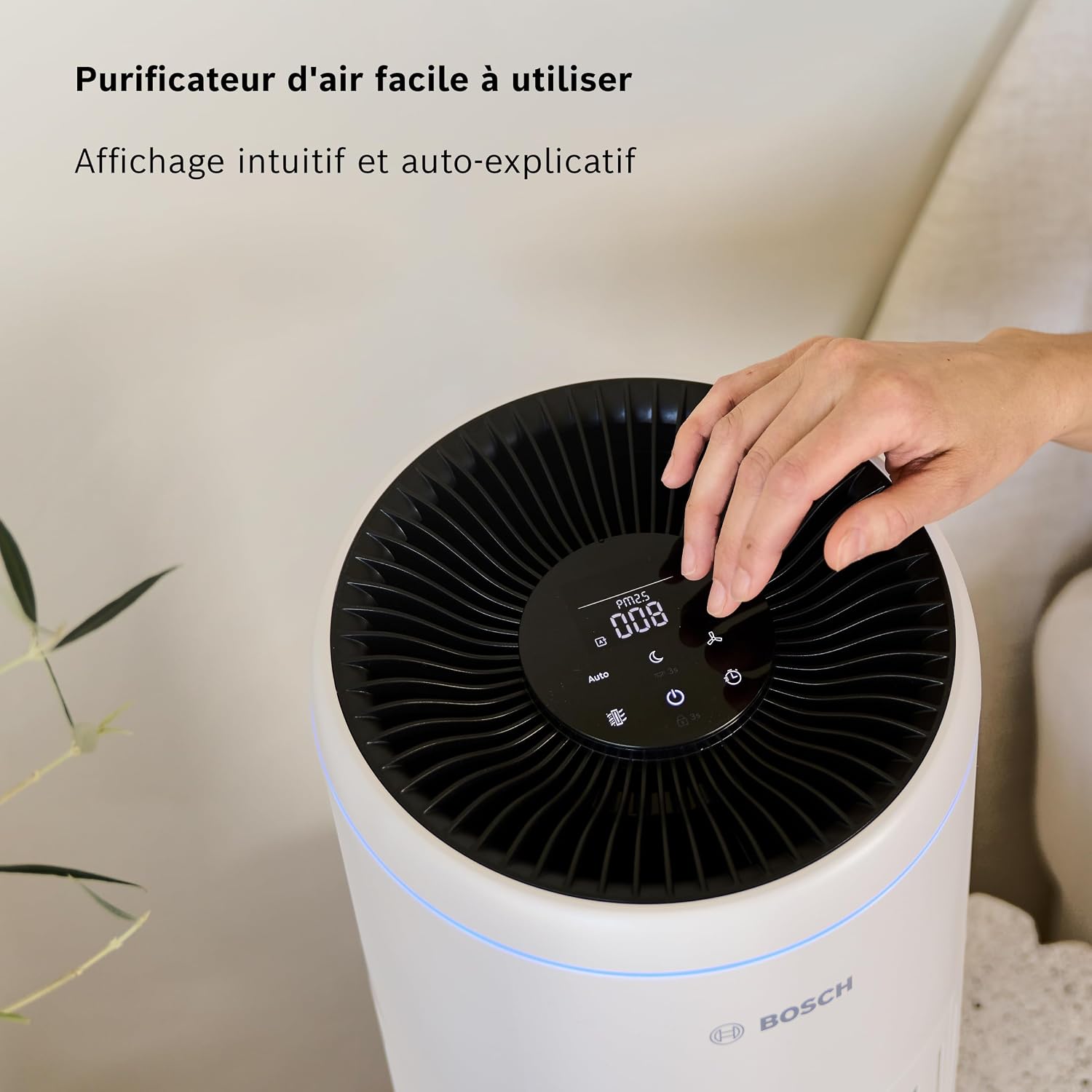  Bosch Air 2000 Purificateur D'air - Élimine Les Polluants, Avec Un Filtre à Air Et Un Mode Sommeil (< 25 DB(A)) - Pour Jusqu'à 37,5 M² - Avec Capteur Intelligent Et Mode Automatique - CADR : 180 M³/h