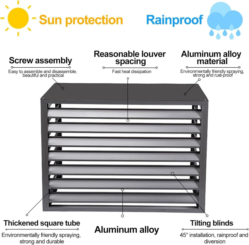 GENERIC Housse De Protection Pour Climatiseur 1,5 P – Boîte Décorative D'extérieur Avec Porte-fleurs, Clôture De Protection Pour Unité De Climatisation Pour Cacher Et Protéger Des éléments Météorologiques