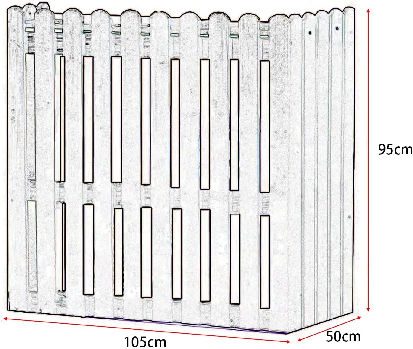  Housse De Climatiseur Extérieur En Bois Pour Pompe à Chaleur - Bouclier Décoratif D'intimité Pour Unités Extérieures - Support De Plante - Blanc - Dimensions : 105 X 50 X 95 Cm - Protection Contre Les