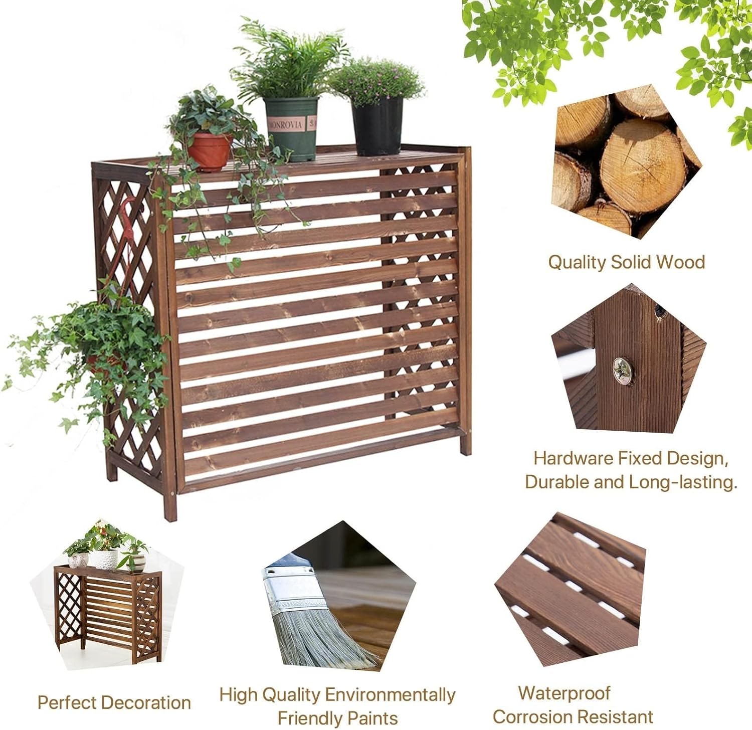  Couvercle En Bois Pour Climatiseur - Poubelle Multifonction - Pot De Fleurs - Séparateur D'espace - Accessoire De Climatisation - Décoration D'intérieur élégante - Design En Bois Durable