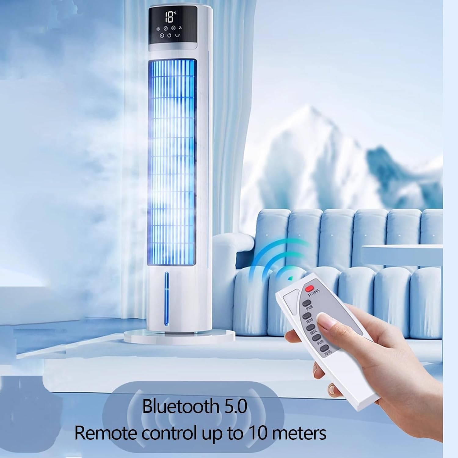 GENERIC Refroidisseur D'air Portable Efficace Sur L'énergie, Fonctionnement Silencieux à 3 Vitesses, Ventilateur De Bureau 5000 BTU Avec Humidificateur De Brime De Glace, Télécommande Pour Le Patio De Bureau