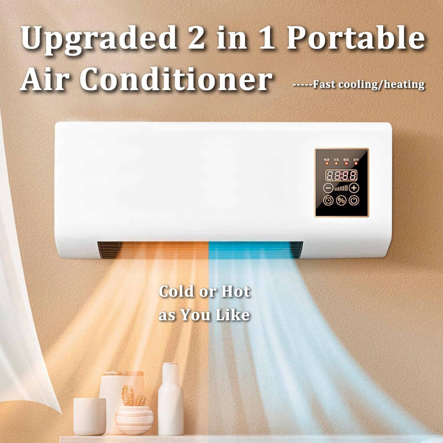  Mini Unité De Climatisation Murale, Climatiseur Portable Silencieux De 3500W Pour Le Bureau à Domicile, Chaleur Froide Rapide Avec Minuterie, Système De Refroidissement à économie D'énergie Facile D'i