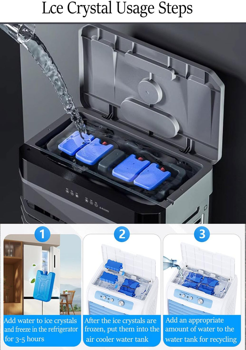 GENERIC Refroidisseur D'air évaporatif Portable, Ventilateur D'humidificateur à 3 Vitesses Avec Minuterie, Grande Tour De Refroidissement De Réservoir Pour Le Bureau Du Salon, Refroidisseur De Marais Oscillan