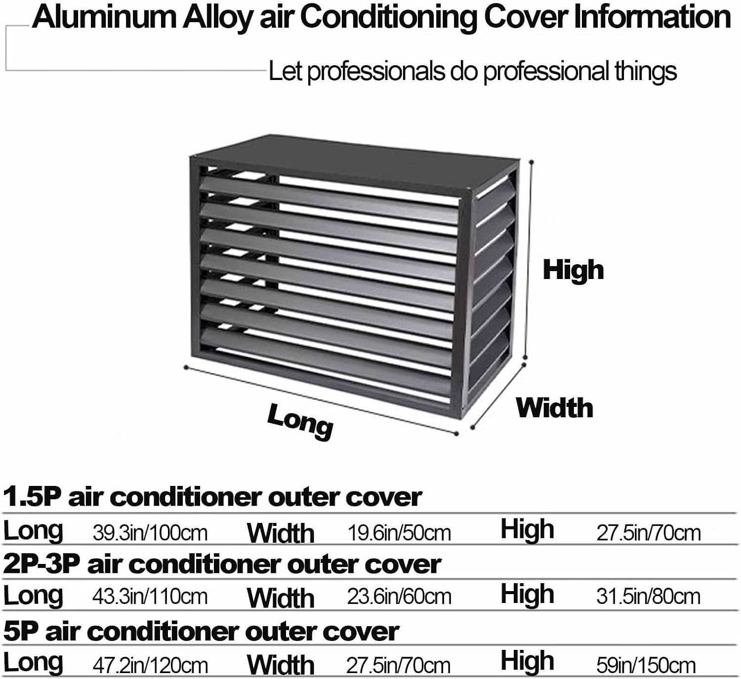  Housse De Protection En Aluminium Pour Climatiseur Extérieur, Système De Séparation AC, Résistant Aux Intempéries, Convient Pour 110 X 60 X 80 Cm, Résistante Aux UV, Idéale Pour Une Utilisation En