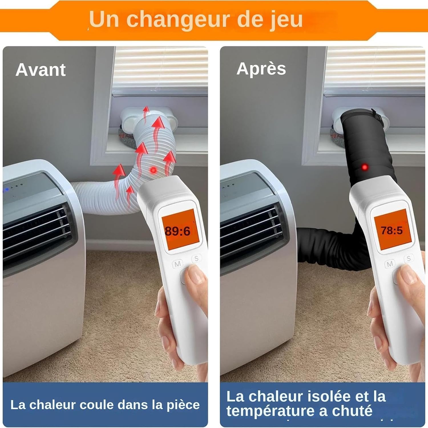  150 CM Manchon Isolant Universel Pour Gaine De Climatiseur Mobile | Manchon D'isolation Pour Tuyau De Climatiseur Mobile, Housse Isolante Pour Tuyau De Climatisation, 3 Sangles, Pour 12,7/15 CM
