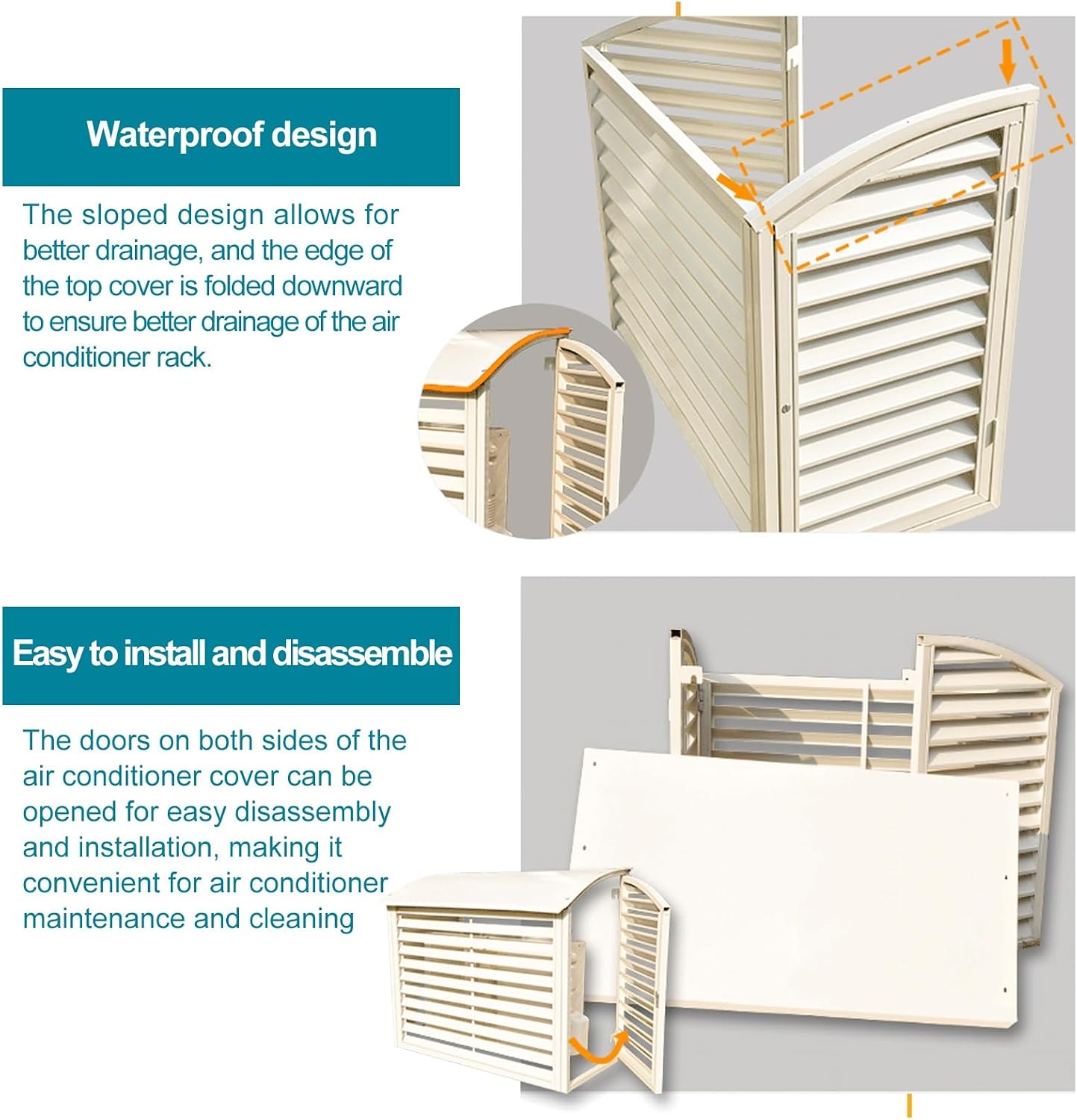  Housse De Protection Pour Climatiseur Mini-Split, Protection Extérieure En Aluminium, Compatible Avec Les Climatiseurs 1-3 P, Résistant Aux Intempéries Et Design élégant