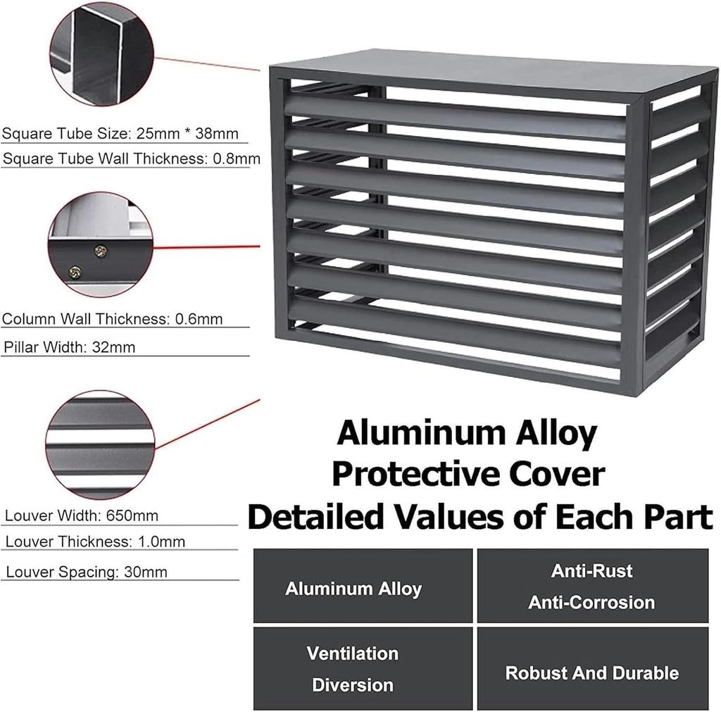  Écran De Clôture Pour Climatiseur, Housse En Aluminium Pour Climatiseur Et Pompe à Chaleur, Housse Pour Mini-climatiseur Split Pour Unités Extérieures, étagère De Rangem