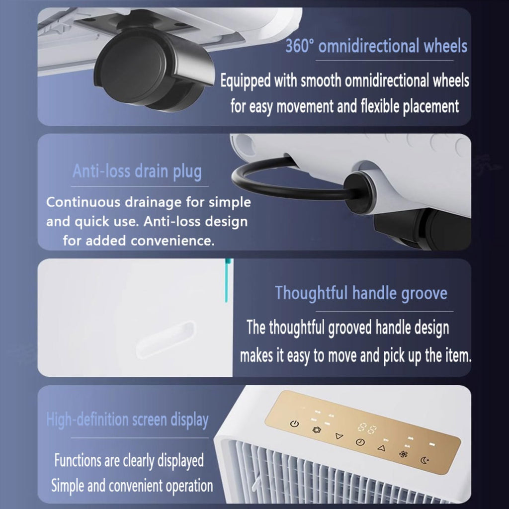  Climatiseur Portable, Unité Intelligente Avec Télécommande, Modes De Sommeil De Ventilateur Sec Froid Silencieux, Oscillation à 120 °, Minuterie 24H, Kit De Fenêtre Pour Bureau D'étage