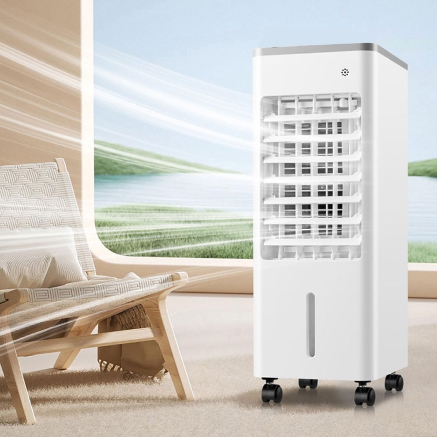 GENERIC Ventilateur De Refroidisseur évaporatif Portable 9L Avec Affichage LED, Humidificateur De Refroidissement De Glace Silencieux Pour Le Bureau De Chambre à Coucher, 3 Vitesses De Vent Et Le Circulateur