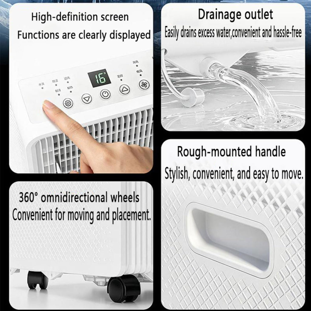  Climatiseur Portable Pour 300 Sq.Ft, Unité Intelligente AC Silencieuse Avec Déshumidificateur, Mode Veille, Télécommande, Minuterie 24H, Idéal Pour Chambre à Coucher, Bureau, Appartement