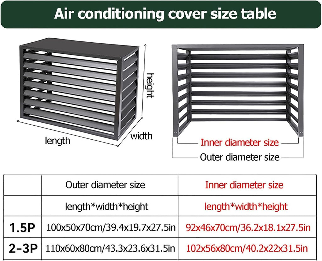 GENERIC Housse En Aluminium Pour Climatiseur – Protection De L'unité De Climatisation Extérieure – Clôture D'intimité – Protection Contre Les Intempéries Avec Condensateur (gris, 100 X 50 X 70 Cm)