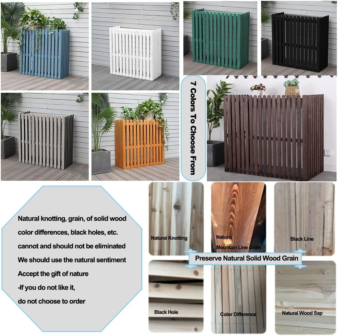  Housse De Protection Pour Climatiseur Extérieur En Bois, Cadre Extérieur, Support De Présentation Pour Plantes, écran De Confidentialité Décoratif, Santé Environnementale, étanche à L'eau Et