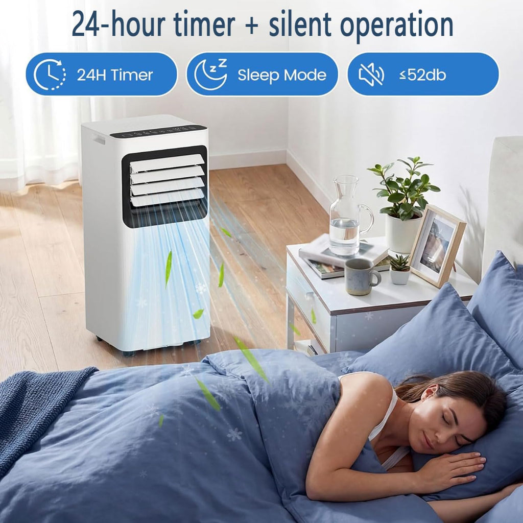  Unité De Climatisation Portable Avec Ventilateur, Déshumidificateur Et Télécommande, Refroidit Jusqu'à 350 Sq.Ft, Kit D'installation De Fenêtre Complet, Idéal Pour La Chambre à Coucher Et Le Bureau