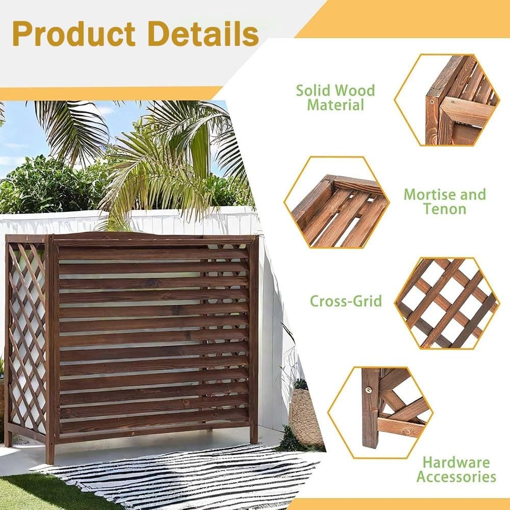  Support De Grille Pour Climatiseur Extérieur, Grille En Bois Pour Unité De Climatisation, Protection Pour Climatiseur Central, Cache Pour Pompe à Chaleur (100 X 43 X 94 C