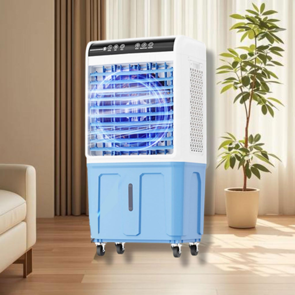 GENERIC Refroidisseur D'évaporation Portable Sans Fenêtre 40L Réservoir 120 Ventilateur Oscillant 3 Vitesses Climatiseur Debout Au Sol à Distance Pour Les Grandes Chambres Extérieures Intérieures Refroidissem