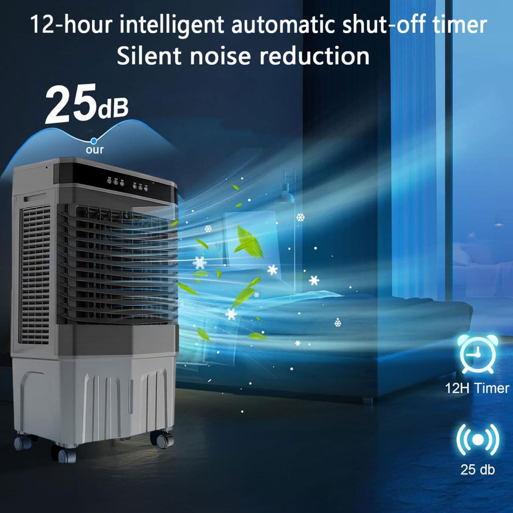 GENERIC Refroidisseur D'air évaporatif Portable, Réservoir 45L, 3 Vitesses, Télécommande, Horlogerie 12H, Ventilateur Oscillant Pour Le Bureau De La Chambre, Mobilité Facile, Fonctionnement Silencieux, Aucun