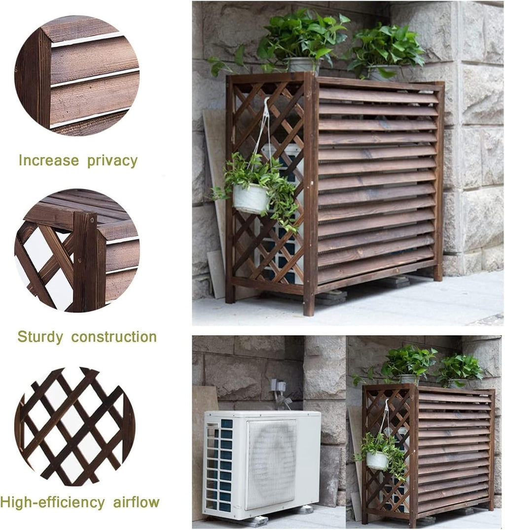 GENERIC Housse Pour Climatiseur Extérieur Et Pompe à Chaleur – Enclos En Bois Massif, Séparateur D'espace Décoratif Et Support De Cachette Pour Poubelles, Grilles Pour Unités De Climatisation Et Supports De
