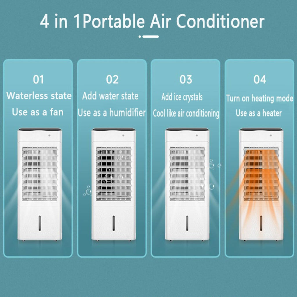  Climatiseur Portable 4 En 1, Chauffage, Refroidisseur D'air évaporatif Avec Humidificateur, Minuterie 12H, 3 Vitesses, Oscillation De 120 ° Pour La Maison Et Le Bureau, Aucun Tuyau Nécessaire