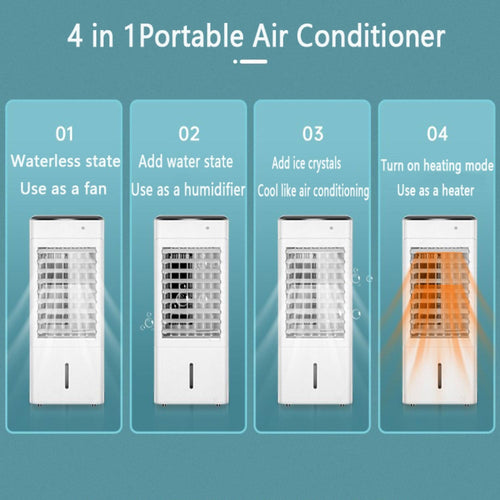  Climatiseur Portable 4 En 1, Chauffage, Refroidisseur D'air évaporatif Avec Humidificateur, Minuterie 12H, 3 Vitesses, Oscillation De 120 ° Pour La Maison Et Le Bureau, Aucun Tuyau Nécessaire