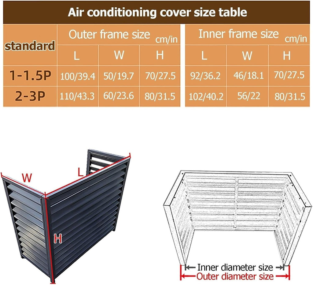  Housse En Aluminium Pour Climatiseur – Clôture Décorative D'extérieur Pour Unités De Climatisation – Protection De Radiateur Dissimule Et Protège Votre Unité (gris, 110 X 60 X 80 Cm)